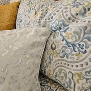 Pottery Barn‎ Blue Jessie Scroll 2 Organic Cotton Euro shams